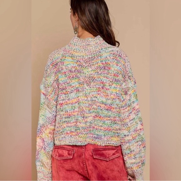 POL Colorful Cropped Mock Neck Sweater Stylish Comfy - Picture 2 of 3
